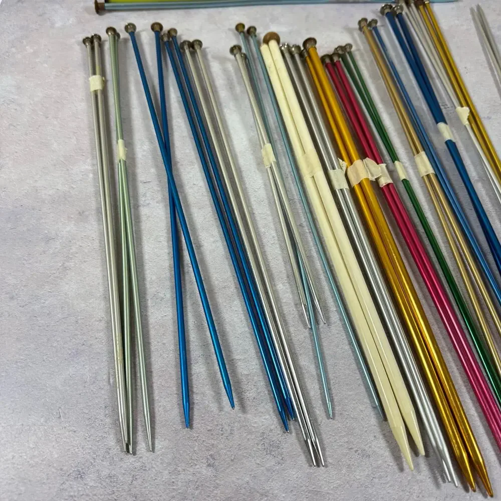 Lot of Knitting Needles Various Sizes 18 Pairs 10 Singles Bates Boye Aluminum